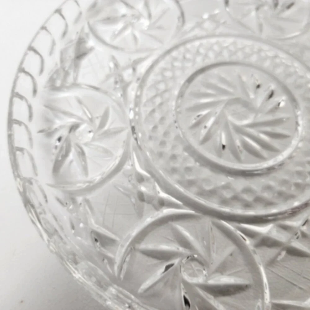 Antique Bohemian Czech Pinwheel Design Cut Crystal Decorative Luncheon 6" Plate - Picture 6 of 15